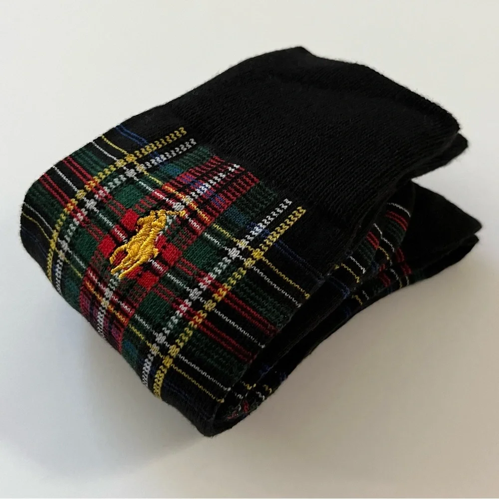 Ralph Lauren Plaid Black long Socks